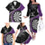 Personalised New Zealand Darts Family Matching Off The Shoulder Long Sleeve Dress and Hawaiian Shirt Koru Tribal Tattoo and Silver Fern Maori Pattern Purple Color