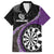 Personalised New Zealand Darts Family Matching Off The Shoulder Long Sleeve Dress and Hawaiian Shirt Koru Tribal Tattoo and Silver Fern Maori Pattern Purple Color