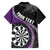 Personalised New Zealand Darts Family Matching Off The Shoulder Long Sleeve Dress and Hawaiian Shirt Koru Tribal Tattoo and Silver Fern Maori Pattern Purple Color