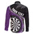 Personalised New Zealand Darts Family Matching Off The Shoulder Long Sleeve Dress and Hawaiian Shirt Koru Tribal Tattoo and Silver Fern Maori Pattern Purple Color