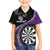 Personalised New Zealand Darts Family Matching Off The Shoulder Long Sleeve Dress and Hawaiian Shirt Koru Tribal Tattoo and Silver Fern Maori Pattern Purple Color