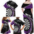 Personalised New Zealand Darts Family Matching Off Shoulder Maxi Dress and Hawaiian Shirt Koru Tribal Tattoo and Silver Fern Maori Pattern Purple Color