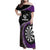 Personalised New Zealand Darts Family Matching Off Shoulder Maxi Dress and Hawaiian Shirt Koru Tribal Tattoo and Silver Fern Maori Pattern Purple Color