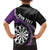 Personalised New Zealand Darts Family Matching Short Sleeve Bodycon Dress and Hawaiian Shirt Koru Tribal Tattoo and Silver Fern Maori Pattern Purple Color