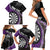 Personalised New Zealand Darts Family Matching Short Sleeve Bodycon Dress and Hawaiian Shirt Koru Tribal Tattoo and Silver Fern Maori Pattern Purple Color