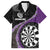 Personalised New Zealand Darts Family Matching Short Sleeve Bodycon Dress and Hawaiian Shirt Koru Tribal Tattoo and Silver Fern Maori Pattern Purple Color