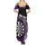 Personalised New Zealand Darts Family Matching Summer Maxi Dress and Hawaiian Shirt Koru Tribal Tattoo and Silver Fern Maori Pattern Purple Color