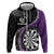 Personalised New Zealand Darts Hoodie Koru Tribal Tattoo and Silver Fern Maori Pattern Purple Color