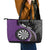 Personalised New Zealand Darts Leather Tote Bag Koru Tribal Tattoo and Silver Fern Maori Pattern Purple Color