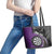 Personalised New Zealand Darts Leather Tote Bag Koru Tribal Tattoo and Silver Fern Maori Pattern Purple Color