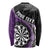 Personalised New Zealand Darts Long Sleeve Shirt Koru Tribal Tattoo and Silver Fern Maori Pattern Purple Color