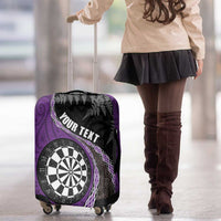 Personalised New Zealand Darts Luggage Cover Koru Tribal Tattoo and Silver Fern Maori Pattern Purple Color