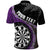 Personalised New Zealand Darts Polo Shirt Koru Tribal Tattoo and Silver Fern Maori Pattern Purple Color