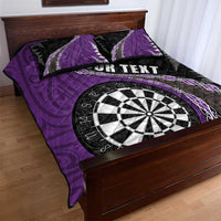 Personalised New Zealand Darts Quilt Bed Set Koru Tribal Tattoo and Silver Fern Maori Pattern Purple Color