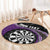 Personalised New Zealand Darts Round Carpet Koru Tribal Tattoo and Silver Fern Maori Pattern Purple Color