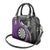 Personalised New Zealand Darts Shoulder Handbag Koru Tribal Tattoo and Silver Fern Maori Pattern Purple Color