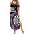 Personalised New Zealand Darts Summer Maxi Dress Koru Tribal Tattoo and Silver Fern Maori Pattern Purple Color