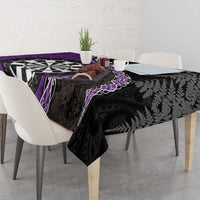 Personalised New Zealand Darts Tablecloth Koru Tribal Tattoo and Silver Fern Maori Pattern Purple Color LT03 - Polynesian Pride