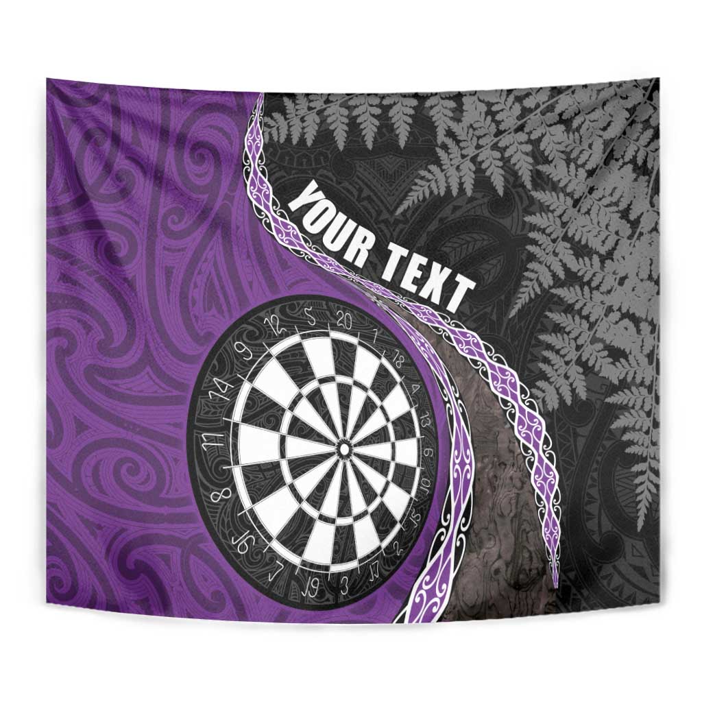 Personalised New Zealand Darts Tapestry Koru Tribal Tattoo and Silver Fern Maori Pattern Purple Color