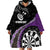 Personalised New Zealand Darts Wearable Blanket Hoodie Koru Tribal Tattoo and Silver Fern Maori Pattern Purple Color