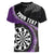 Personalised New Zealand Darts Women V-Neck T-Shirt Koru Tribal Tattoo and Silver Fern Maori Pattern Purple Color