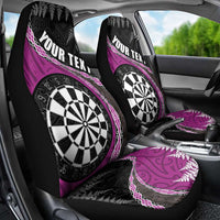 Personalised New Zealand Darts Car Seat Cover Koru Tribal Tattoo and Silver Fern Maori Pattern Pink Color