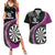 Personalised New Zealand Darts Couples Matching Summer Maxi Dress and Hawaiian Shirt Koru Tribal Tattoo and Silver Fern Maori Pattern Pink Color