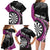 Personalised New Zealand Darts Family Matching Long Sleeve Bodycon Dress and Hawaiian Shirt Koru Tribal Tattoo and Silver Fern Maori Pattern Pink Color