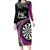 Personalised New Zealand Darts Family Matching Long Sleeve Bodycon Dress and Hawaiian Shirt Koru Tribal Tattoo and Silver Fern Maori Pattern Pink Color