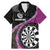 Personalised New Zealand Darts Family Matching Mermaid Dress and Hawaiian Shirt Koru Tribal Tattoo and Silver Fern Maori Pattern Pink Color