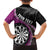 Personalised New Zealand Darts Family Matching Off The Shoulder Long Sleeve Dress and Hawaiian Shirt Koru Tribal Tattoo and Silver Fern Maori Pattern Pink Color