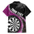 Personalised New Zealand Darts Family Matching Puletasi and Hawaiian Shirt Koru Tribal Tattoo and Silver Fern Maori Pattern Pink Color