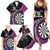 Personalised New Zealand Darts Family Matching Summer Maxi Dress and Hawaiian Shirt Koru Tribal Tattoo and Silver Fern Maori Pattern Pink Color