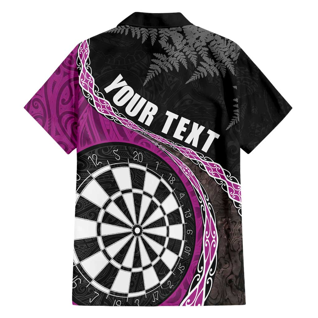 Personalised New Zealand Darts Hawaiian Shirt Koru Tribal Tattoo and Silver Fern Maori Pattern Pink Color LT03 - Polynesian Pride