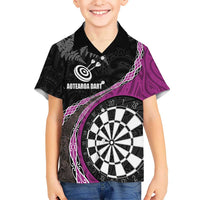 Personalised New Zealand Darts Hawaiian Shirt Koru Tribal Tattoo and Silver Fern Maori Pattern Pink Color LT03 - Polynesian Pride