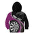 Personalised New Zealand Darts Kid Hoodie Koru Tribal Tattoo and Silver Fern Maori Pattern Pink Color