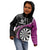 Personalised New Zealand Darts Kid Hoodie Koru Tribal Tattoo and Silver Fern Maori Pattern Pink Color