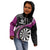 Personalised New Zealand Darts Kid Hoodie Koru Tribal Tattoo and Silver Fern Maori Pattern Pink Color