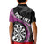 Personalised New Zealand Darts Kid Polo Shirt Koru Tribal Tattoo and Silver Fern Maori Pattern Pink Color