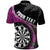 Personalised New Zealand Darts Polo Shirt Koru Tribal Tattoo and Silver Fern Maori Pattern Pink Color