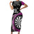 Personalised New Zealand Darts Short Sleeve Bodycon Dress Koru Tribal Tattoo and Silver Fern Maori Pattern Pink Color