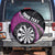 Personalised New Zealand Darts Spare Tire Cover Koru Tribal Tattoo and Silver Fern Maori Pattern Pink Color