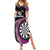 Personalised New Zealand Darts Summer Maxi Dress Koru Tribal Tattoo and Silver Fern Maori Pattern Pink Color