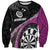 Personalised New Zealand Darts Sweatshirt Koru Tribal Tattoo and Silver Fern Maori Pattern Pink Color