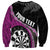 Personalised New Zealand Darts Sweatshirt Koru Tribal Tattoo and Silver Fern Maori Pattern Pink Color