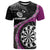 Personalised New Zealand Darts T Shirt Koru Tribal Tattoo and Silver Fern Maori Pattern Pink Color