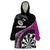 Personalised New Zealand Darts Wearable Blanket Hoodie Koru Tribal Tattoo and Silver Fern Maori Pattern Pink Color