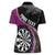 Personalised New Zealand Darts Women Polo Shirt Koru Tribal Tattoo and Silver Fern Maori Pattern Pink Color