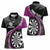 Personalised New Zealand Darts Women Polo Shirt Koru Tribal Tattoo and Silver Fern Maori Pattern Pink Color