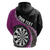 Personalised New Zealand Darts Zip Hoodie Koru Tribal Tattoo and Silver Fern Maori Pattern Pink Color